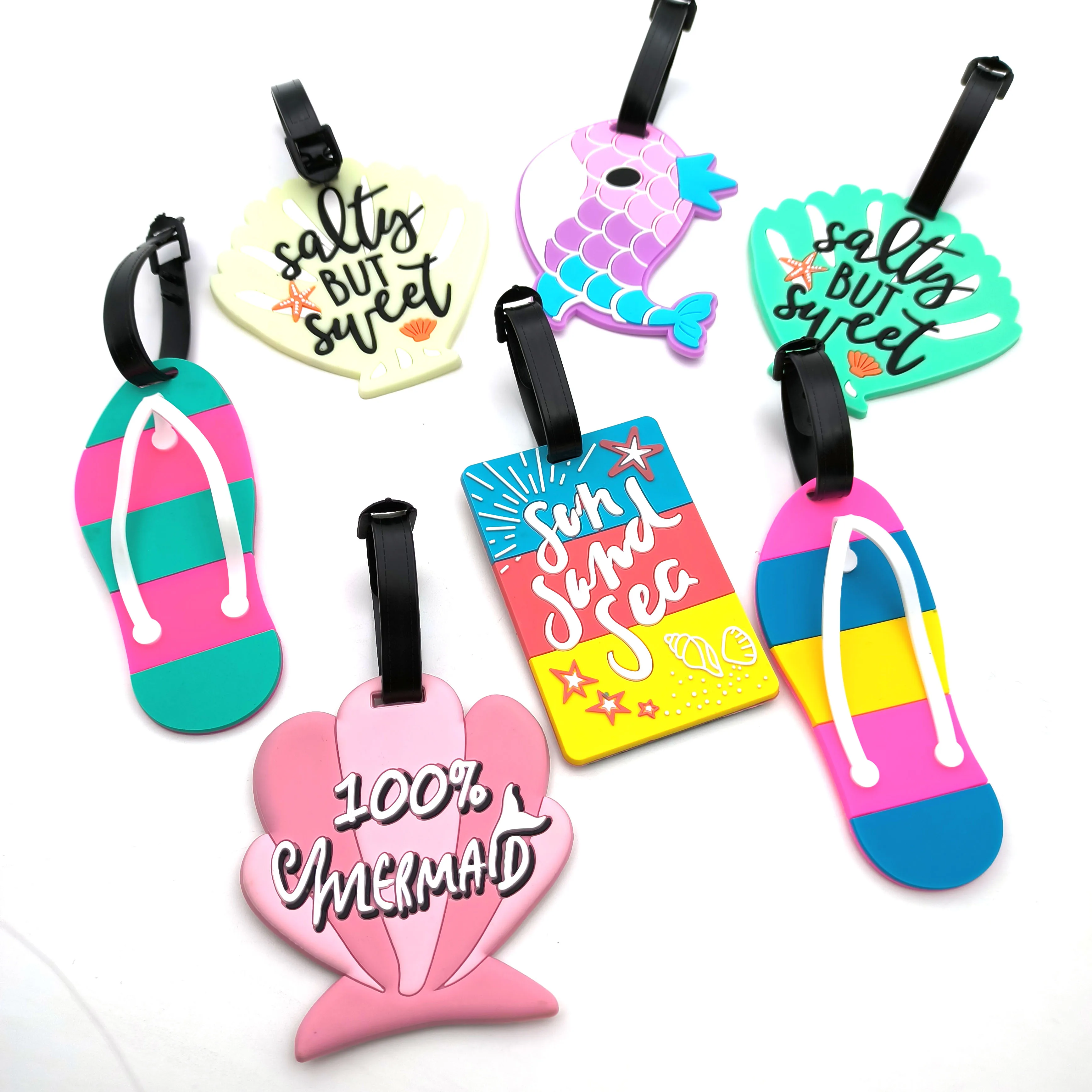 1pc/2pcs/7pcs Luggage Tag Creative Cartoon Suitcase Fashion Style Silicon Luggage Name  Label Portable Travel Accessories Label