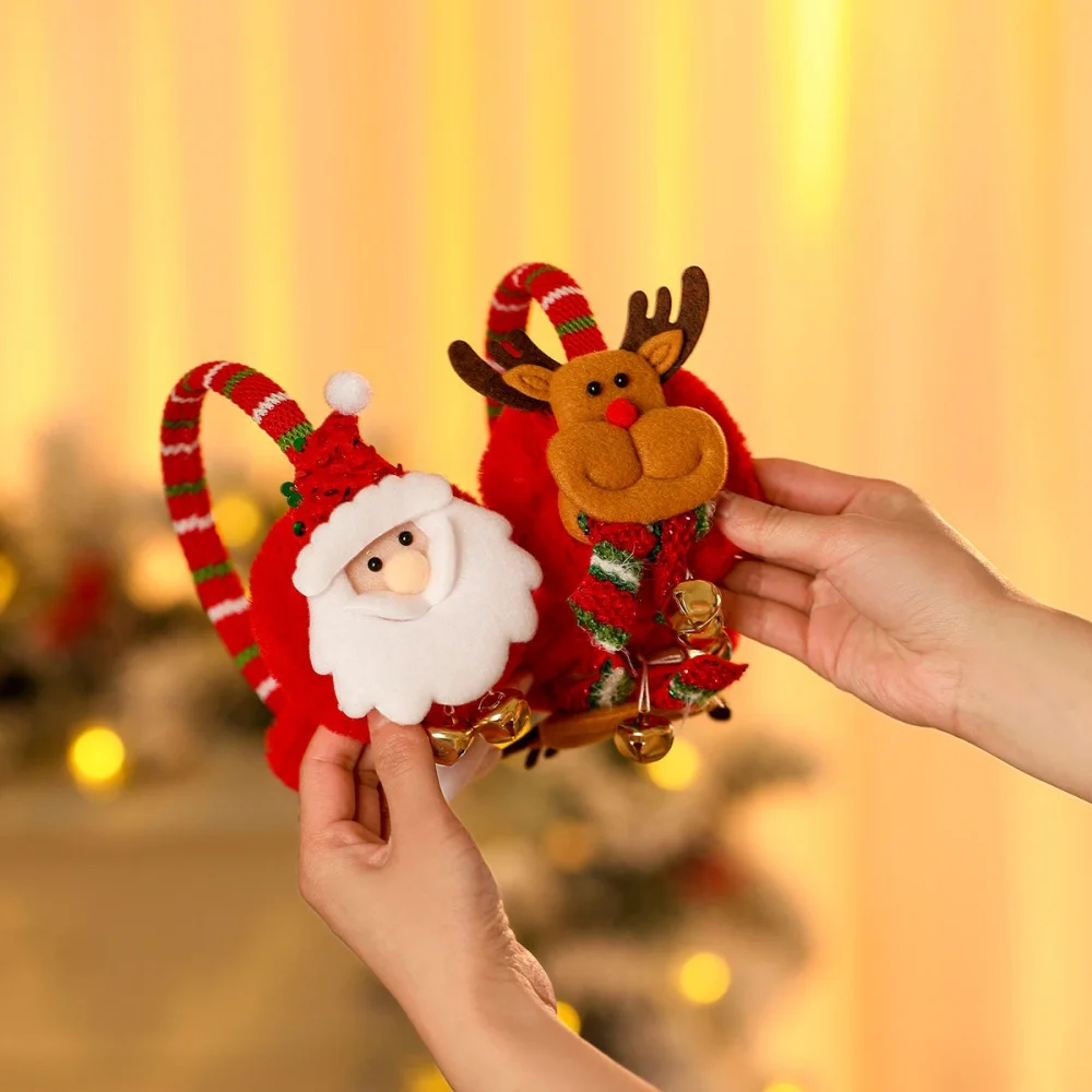 Orejeras navideñas, orejeras de felpa para invierno, cubiertas festivas para las orejas de Papá Noel, regalos para la familia, invierno, exteriores, frío