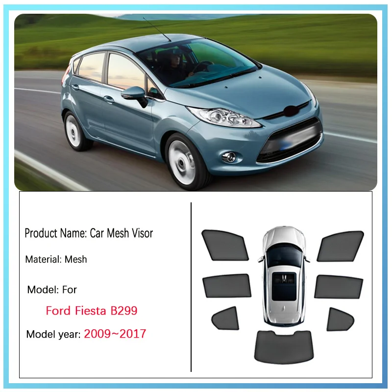 Mesh Sunshade For Ford Fiesta MK7 Accessories Mk6 Mark VI B299 2009~2017 5-door Hatchback Car Sun Visor Light Blocking Curtains