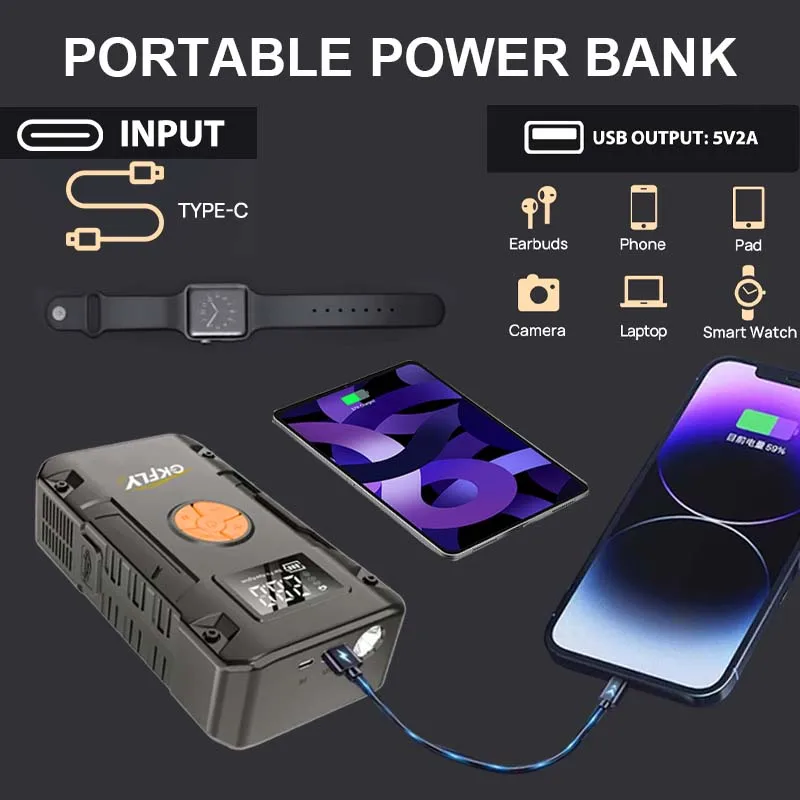 Neue 2000A 26800 mAh Auto Starthilfe 4 In 1 Pumpe Luft Kompressor Start Gerät Power Bank Digital Reifen Inflator 150PSI