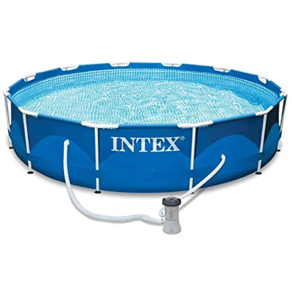 

12 Ft x 30 Inches Metal Frame Set Above Ground Swimming Pool with Filter & Cover