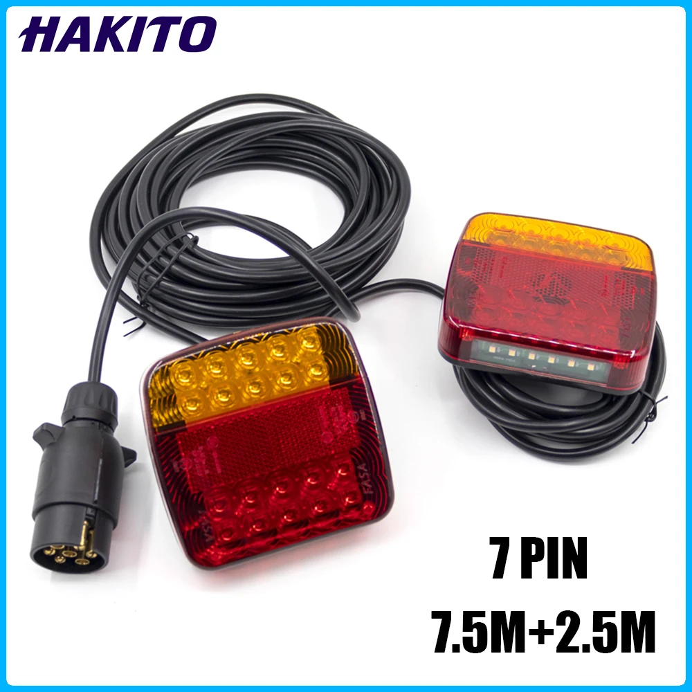 

1 комплект, задний фонарь для буксировки, 12 В, 10 м, 26 светодиодов, прицепа, EN, 7 контактов, универсальный стоп-сигнал, отражатель номерного знака, водонепроницаемый