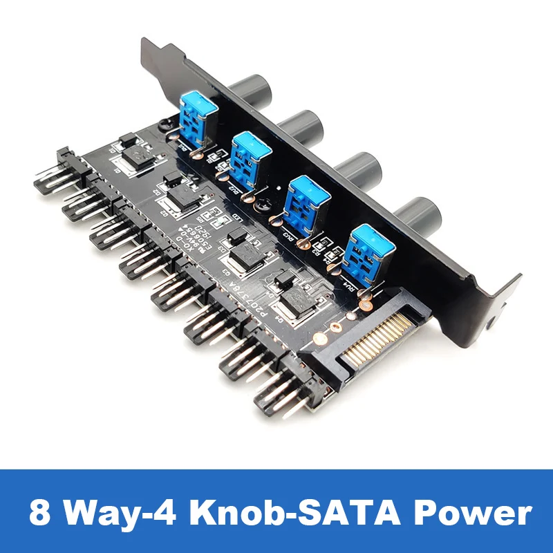 PCI Fan Speed Controller,12V Molex 4pin or SATA Powered 6 8 Fan Hub,PWM 4 pin CPU Radiator 3pin Case Cooler Temperature Control