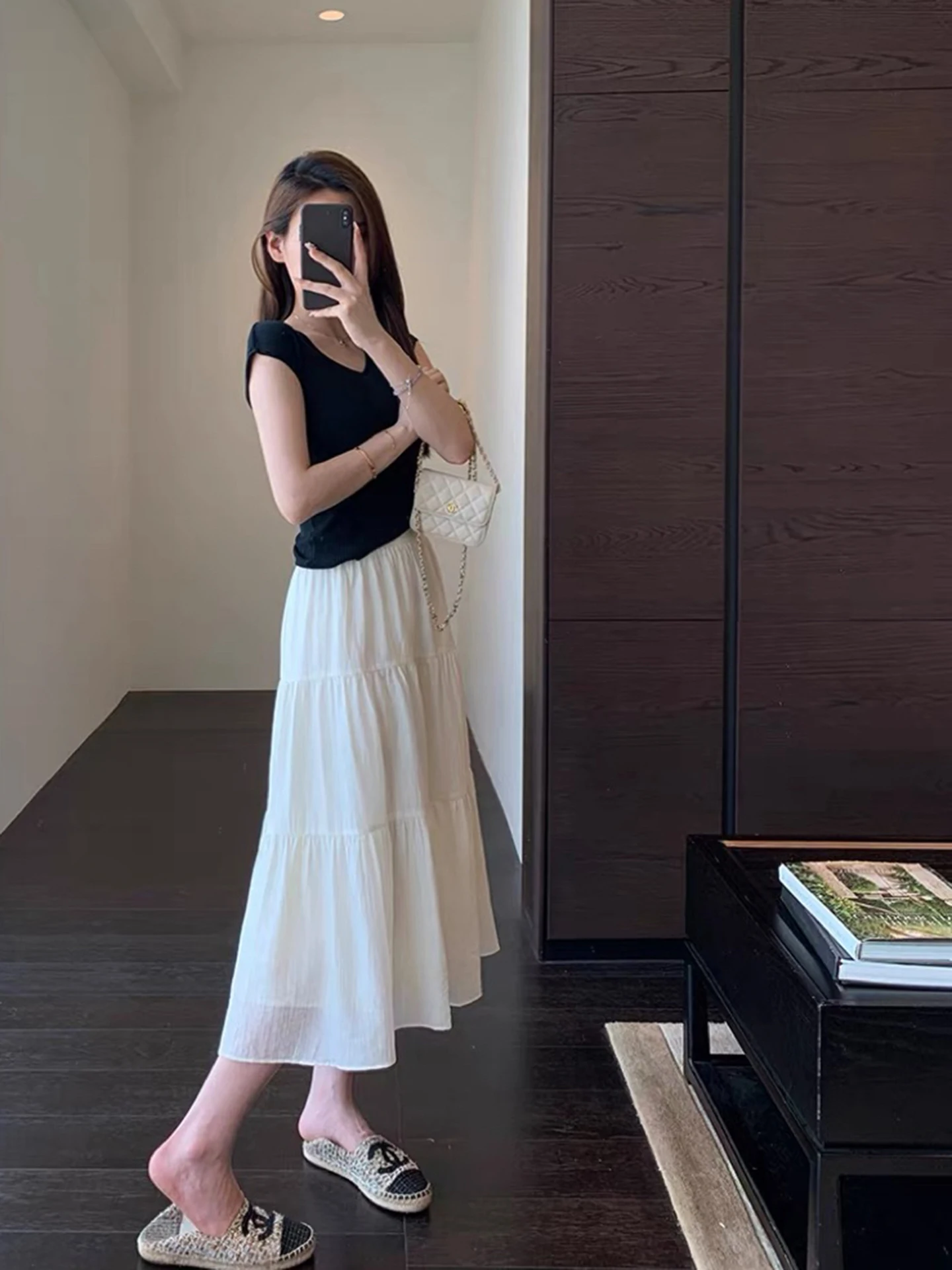 

Элегантная романтичная белая юбка-полусолнце с завышенной талией для женщин, летняя новинка, дышащая, приятная к телу, из флиса