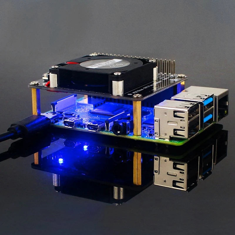 Papan ekspansi pendingin es kipas Turbo dengan lampu LED untuk Raspberry Pi 4 Model B/3B +/3B