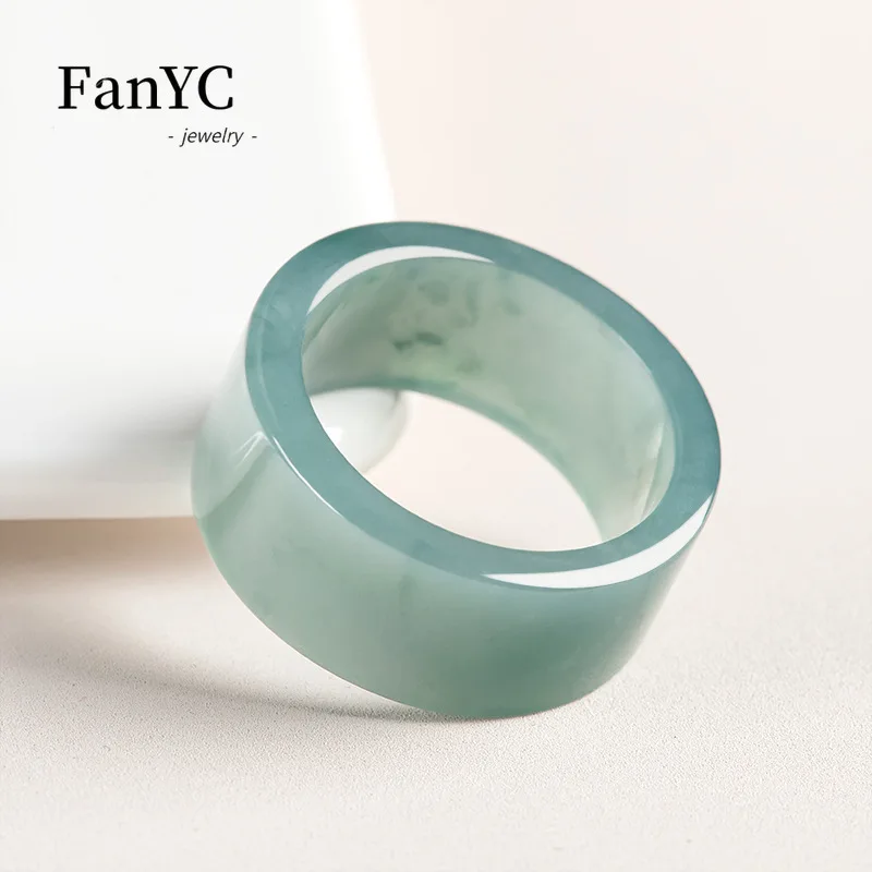 

Myanmar Jadeite Blue Water Trigger Finger Hand-carved Fashion Personality Ice Jade Jadeite Finger Ring Men & Women Holiday Gift