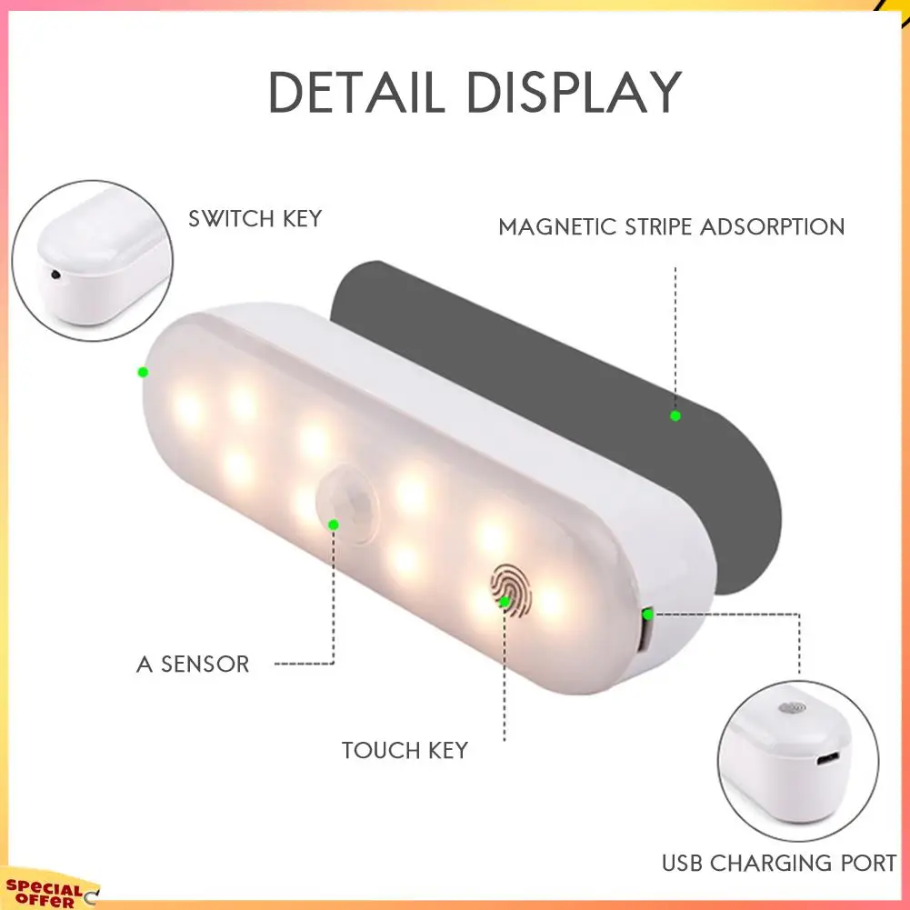 ABFI Tischlampe zum Aufhängen, magnetisch, LED-Schreibtischlampe, wiederaufladbar, Schlafzimmer, Nachtlampe, Schranklicht, Nachtlicht, Schranklicht