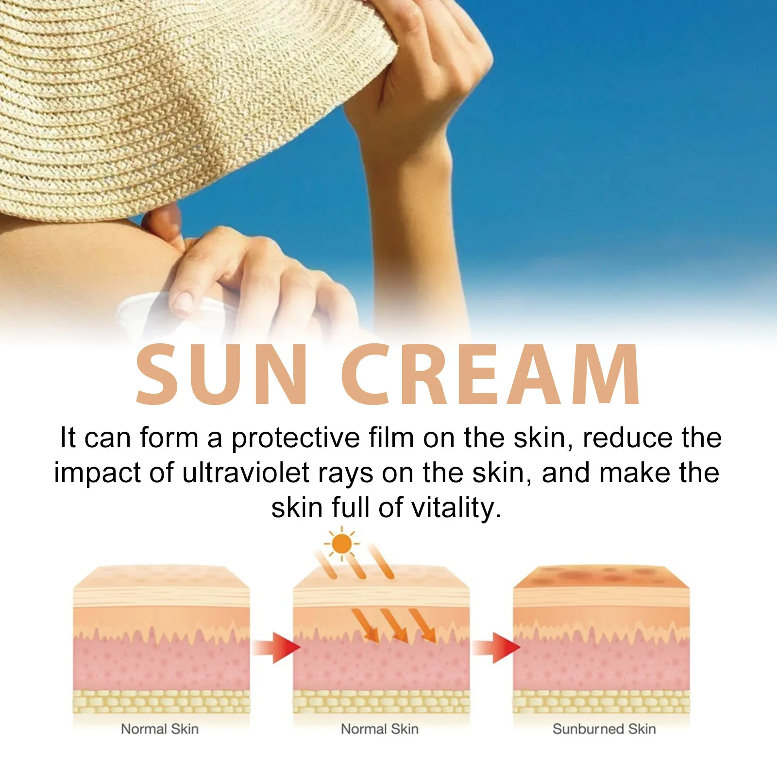 Sunscreen Cream Body Whitening Strong Sunblock Skin Protective Long Lasting Oil Control Prevent UV Bleaching Isolation Lotion