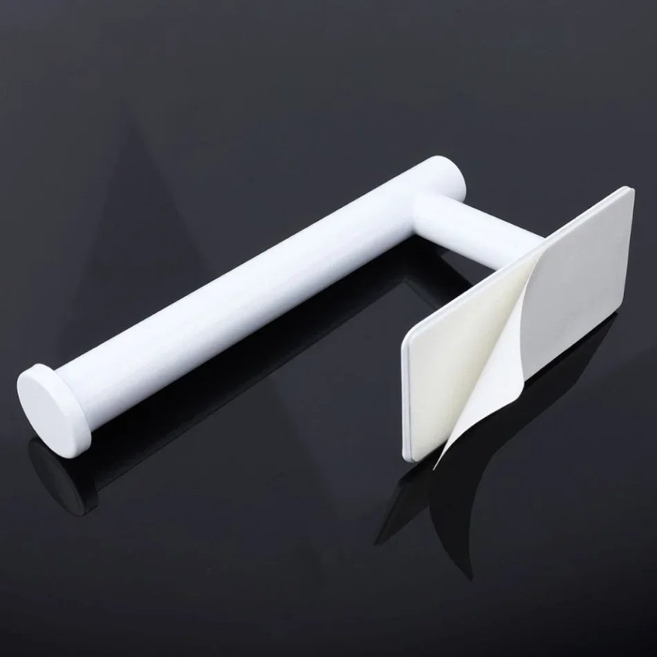 Stainless Steel Paper Holder White Adhesive Wall Mount Stand Kitchen Bathroom Toilet Paper Towel Tissue Roll Shelf Brushed Gold