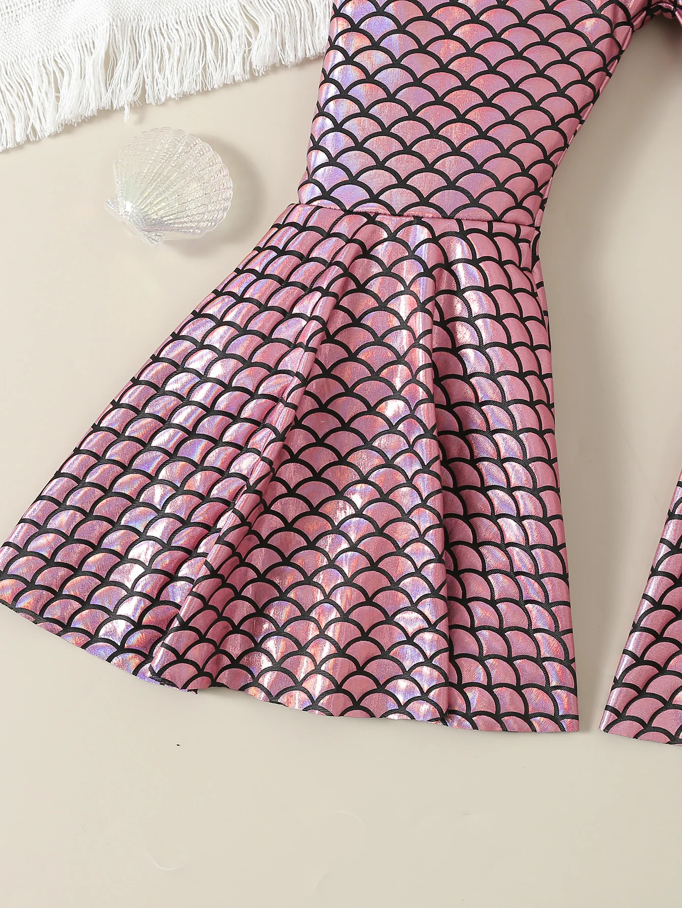 Herbst Frühling Baby Mädchen Hosen Nette Meerjungfrau Fisch Skala Druck Mode Ausgestelltes Hosen Leder Hosen Baby Kleidung – Detail 10