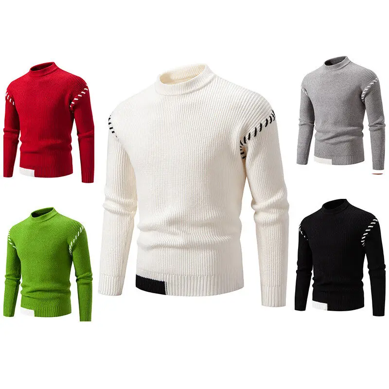

Winter Casual Men's Camere Sweater Pure Cotton Knitted Red Sweater Youth Long Sve round Ne Basic Sle Faionable