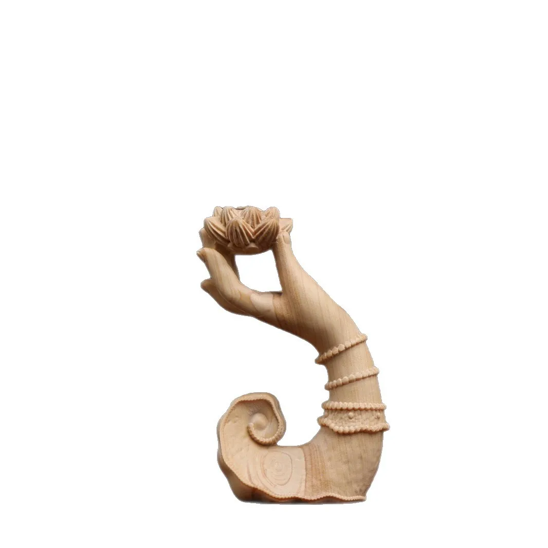 Boxwood carving lotus bergamot incense insert handle ornament reflux incense burner ornament living room home decoration