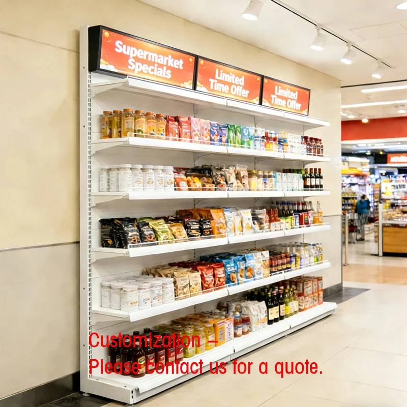 custom.King Display Light Duty Single-Sided Stepped Structure Supermarket Rack Cold-Rolled Steel Metallic Epoxy Powder Coating Q