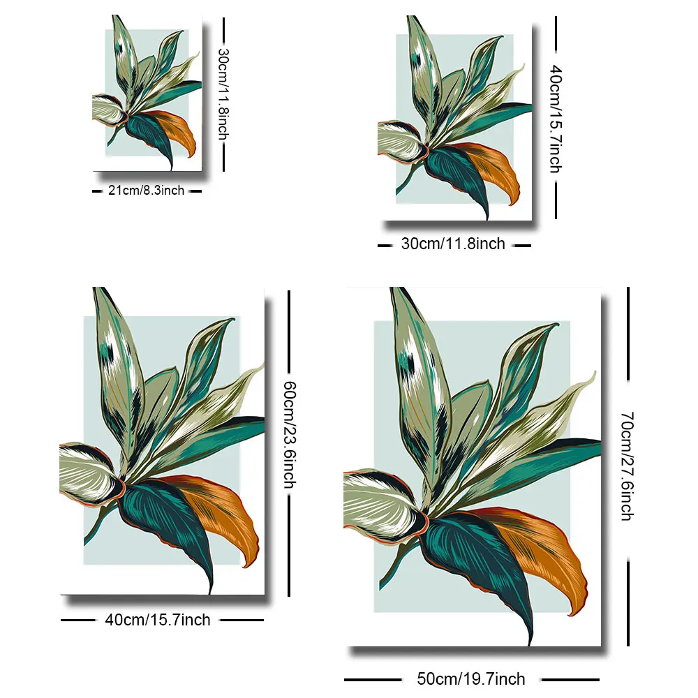 Set of 3 Colorful Tropical Botanical Canvas Poster Print Floral Leaves Wall Painting Picture for Bedroom Room Modern Home Decor