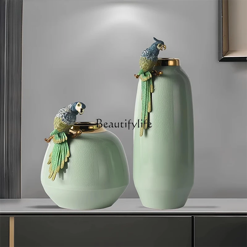 

New Chinese style living room entrance dining table flower arrangement art design sense high value decoration
