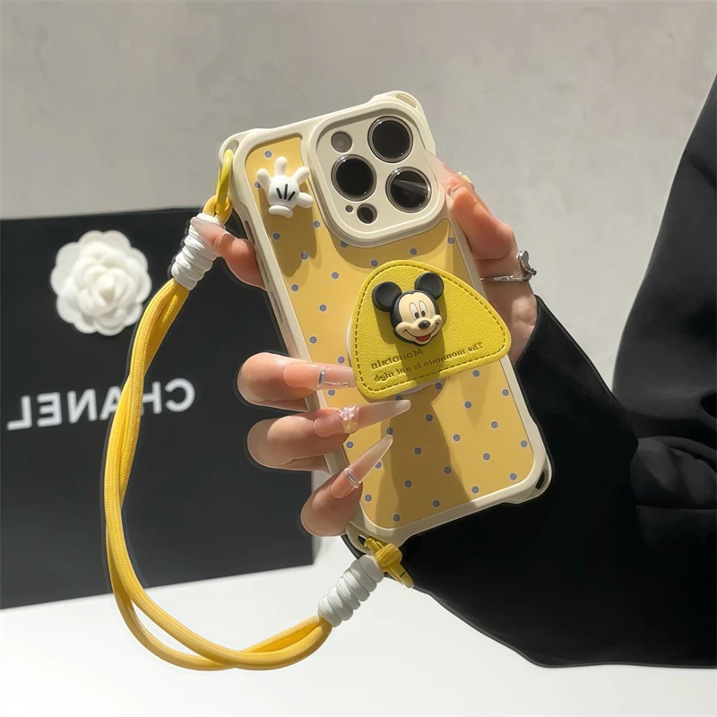 Силиконовый чехол для телефона с подставкой и ремешком в горошек для iPhone 17, 16, 15, 14, 13, 12, 11 Pro Max XR XS Max 7, 8 Plus