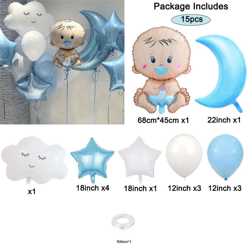 Jongens Meisjes Babyfopspenen Baby Volle Maan Leuke Cartoon Kleine Beer Folie Ballonnen Kit Babyshower Verjaardagsfeestje Decoratie Geschenken