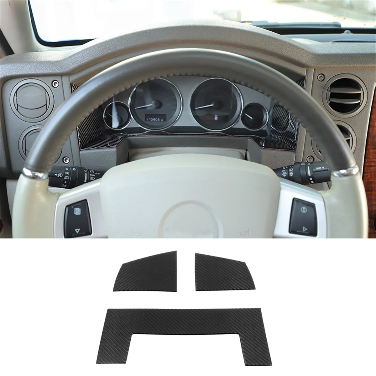 For Jeep Commander 2006-2010 Carbon Fiber Car Dashboard Panel Cover Trim Decor Sticker Accessories