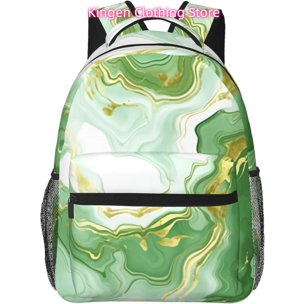 

Зеленый мраморный фрактальный легкий рюкзак для ноутбука, легкий многоцелевой дорожный повседневный рюкзак, унисекс, студенческие рюкзаки для мужчин