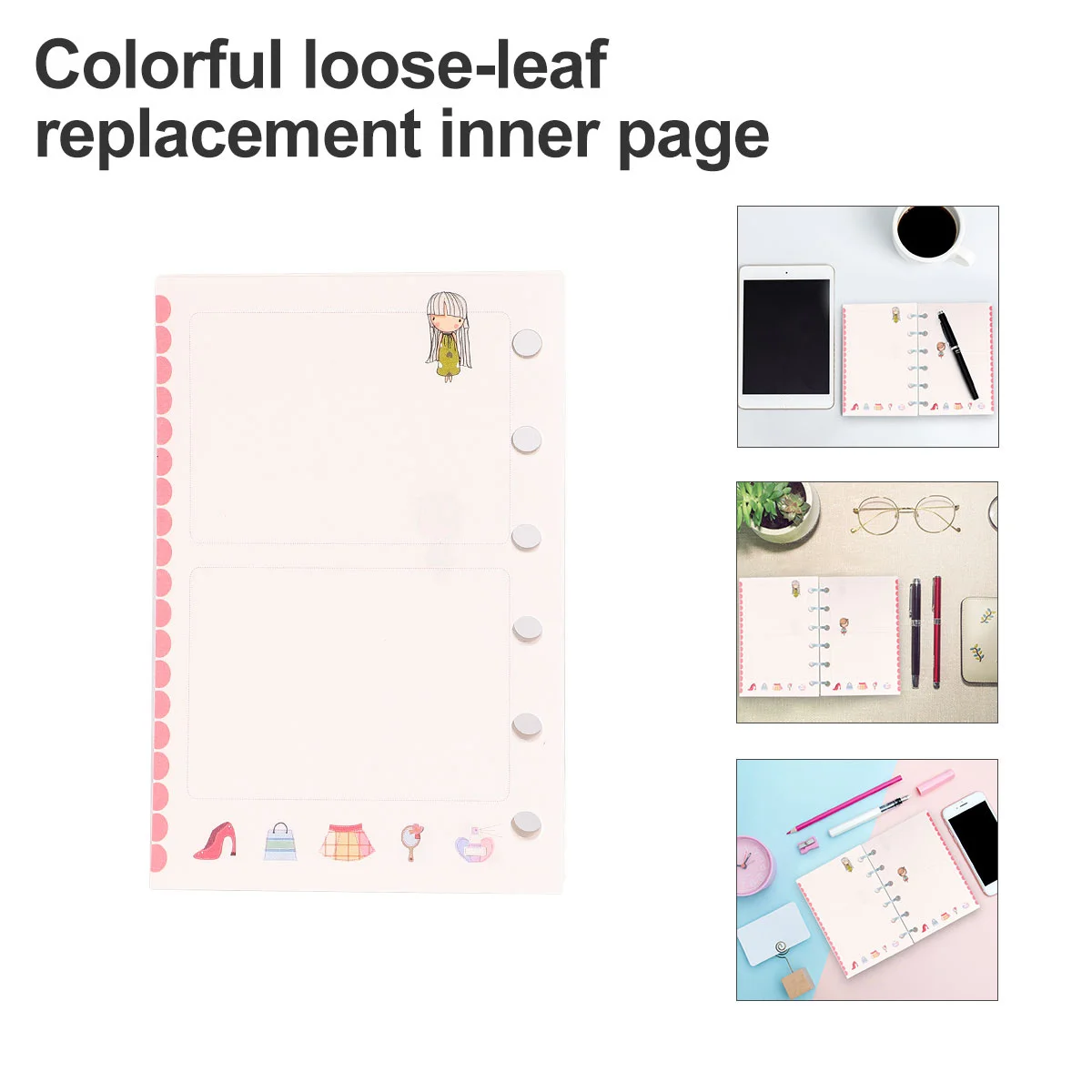 3Pcs A7 Loose-Leaf Refill Papers Colorful Smooth Surface Suitable for Diary Journaling Home Office Store