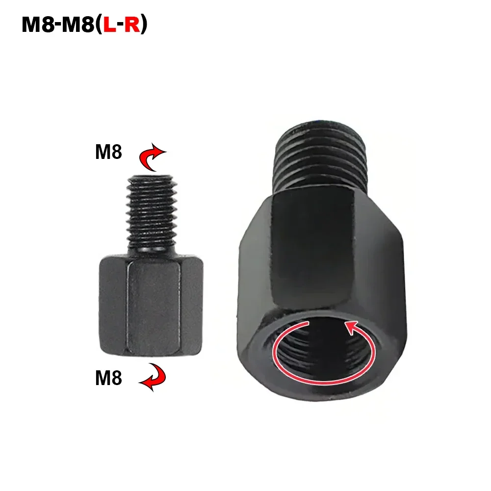 Rechts Links Gewinde Umwandlung Bolzen Schrauben Schwarz Spiegel Adapter M10 M8 10MM 8MM Motorrad Roller Rückspiegel Adapter