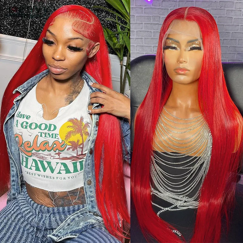 

Cherry Red 13X6 Hd Lace Frontal Wig Human Hair Wigs Straight 99J Hd Transparent 13X4 Colored Burgundy Lace Front Wigs PrePlucked