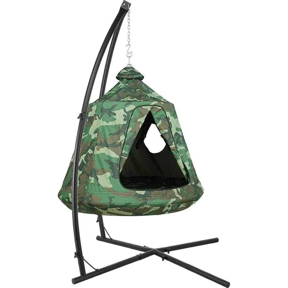

Camouflage X-Shape Tree Swing Tent with Hammock Stand and Adjustable Patio Seat for Outdoor Garden Use, Supports Up to 330lbs