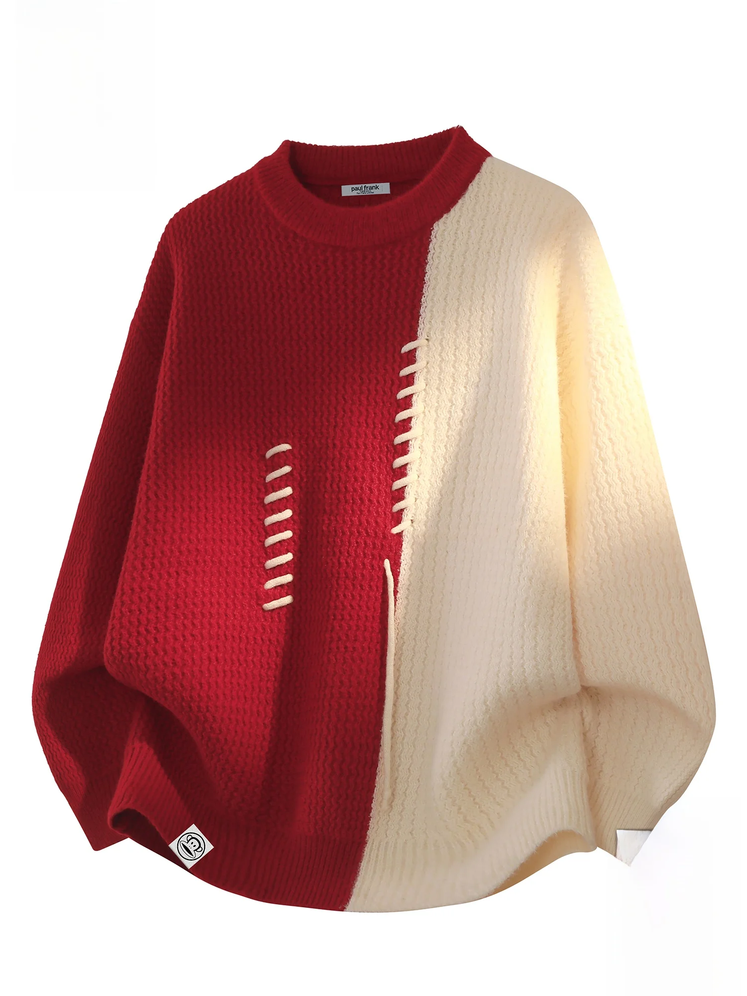 

PaulFrank 2026 Monkey Year Couple Sweater Men Spring Loose Color Blo New Year Red Knitted irt Casual Sle Polyester Fiber