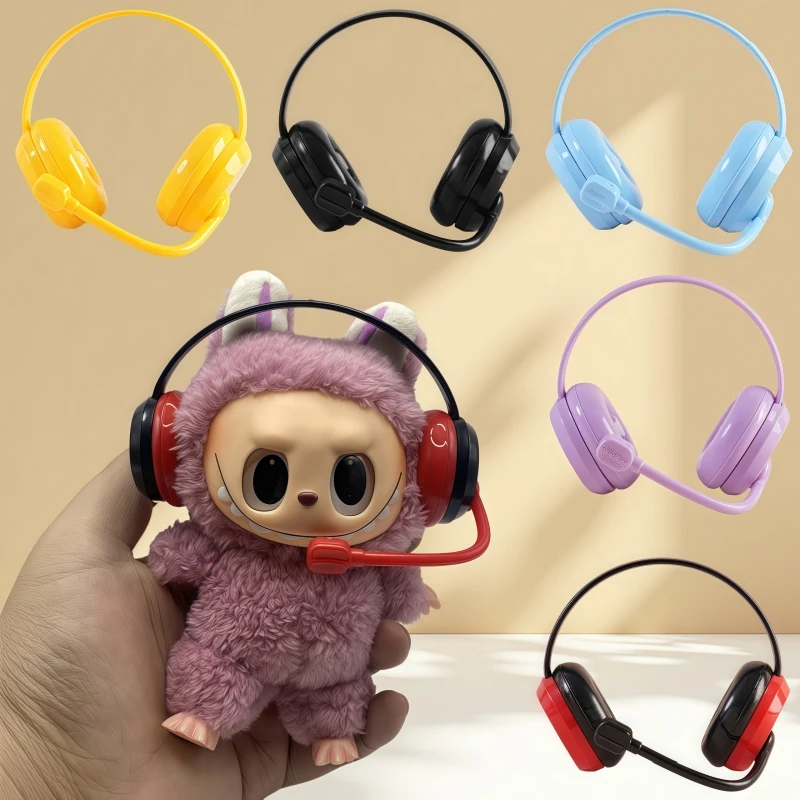 

For Labubu Doll Headphone Accessories 17cm Labubu Color Headset V1 V2 V3 Cotton Doll Microphone Headphones Toy Birthday Gift