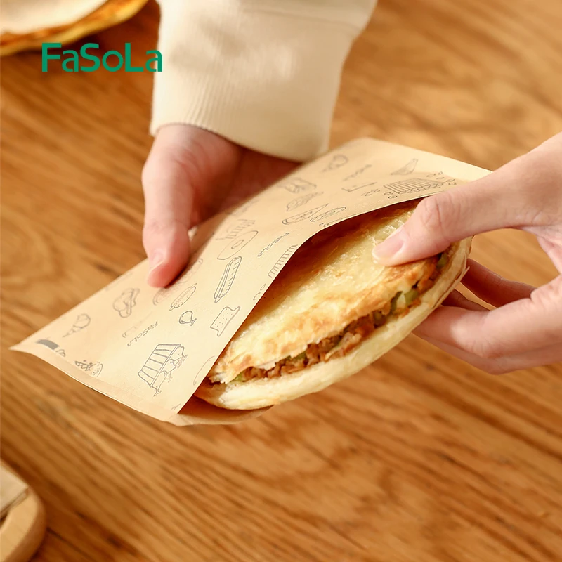 FaSoLa 10Bags/Lot Small Greaseproof Paper Bag Disposable Food Packaging Bag Disposal Bakery Paper Bags