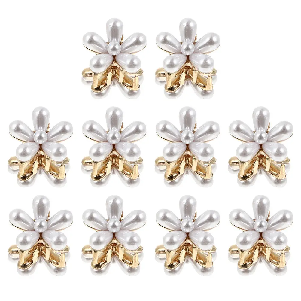 

Набор из 10 заколок для волос с жемчугом и цветочным дизайном, легкие, изящные, из сплава, для повседневного использования, для создания элегантных причесок