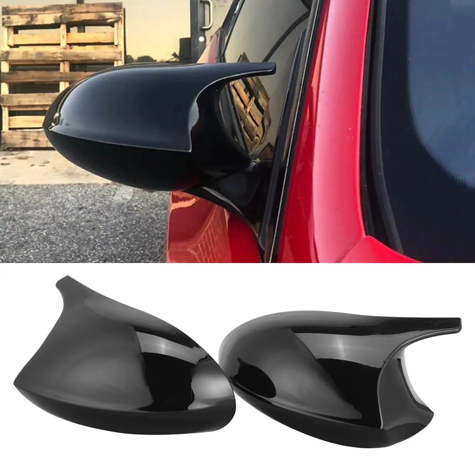 

ABS Gloss Black Rearview Side Mirror Cover Caps for BMW E90 E91 2005-2008 PRE-LCI