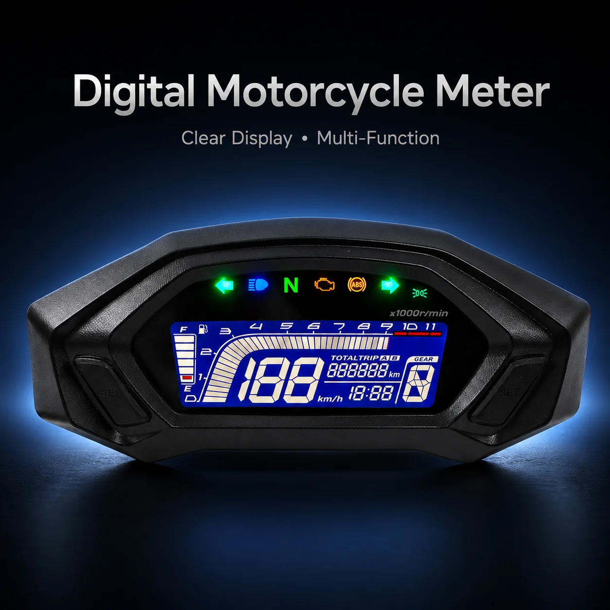 Multi-function LED Display Motorcycle Accessories Speedometer Moto Digital Dashboard Tachometer with ABS for Honda CB190R