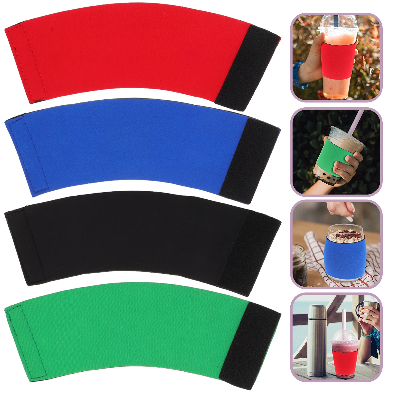 4 Pcs Coffee Cup Neoprene Sleeves Espresso Mug for Travel Bottle Heat Protective Cover