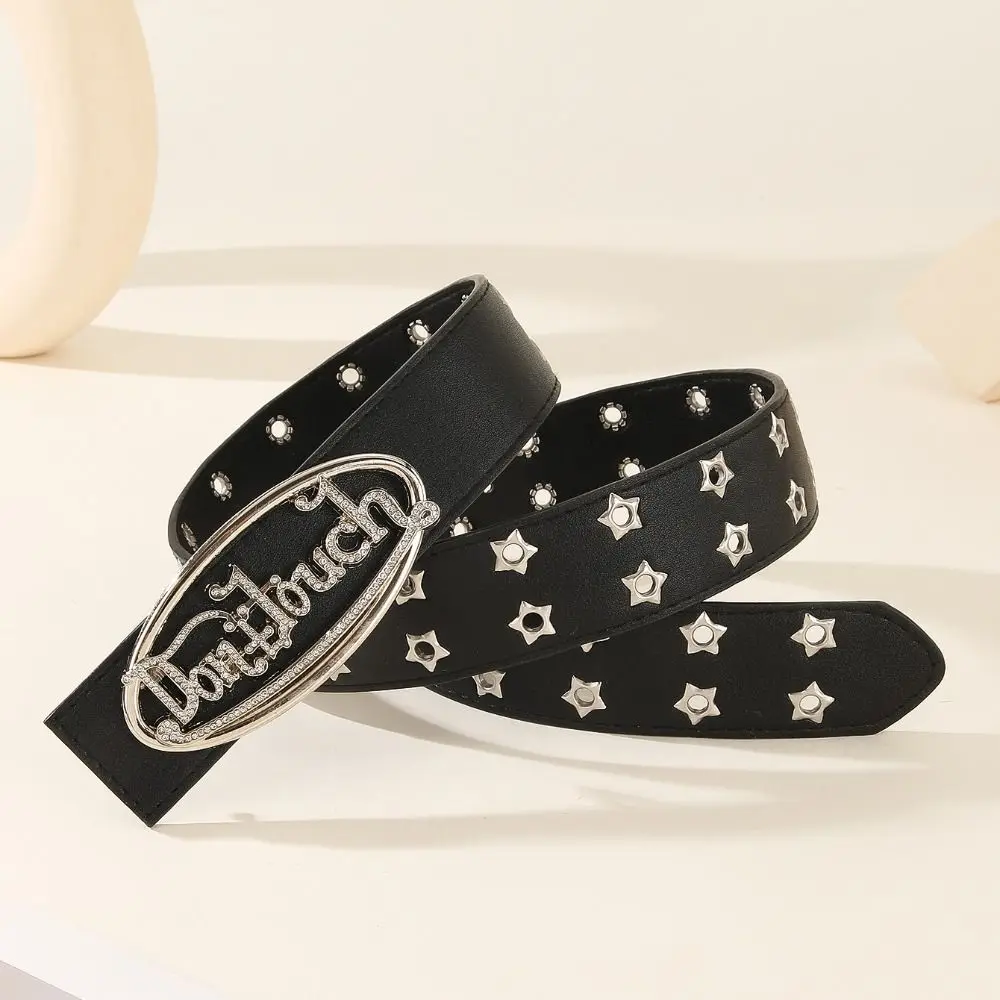 Cintura casual stile punk in pelle PU Cintura jeans con fibbia in metallo vintage Lettera Streetwear Cintura in vita da donna Party