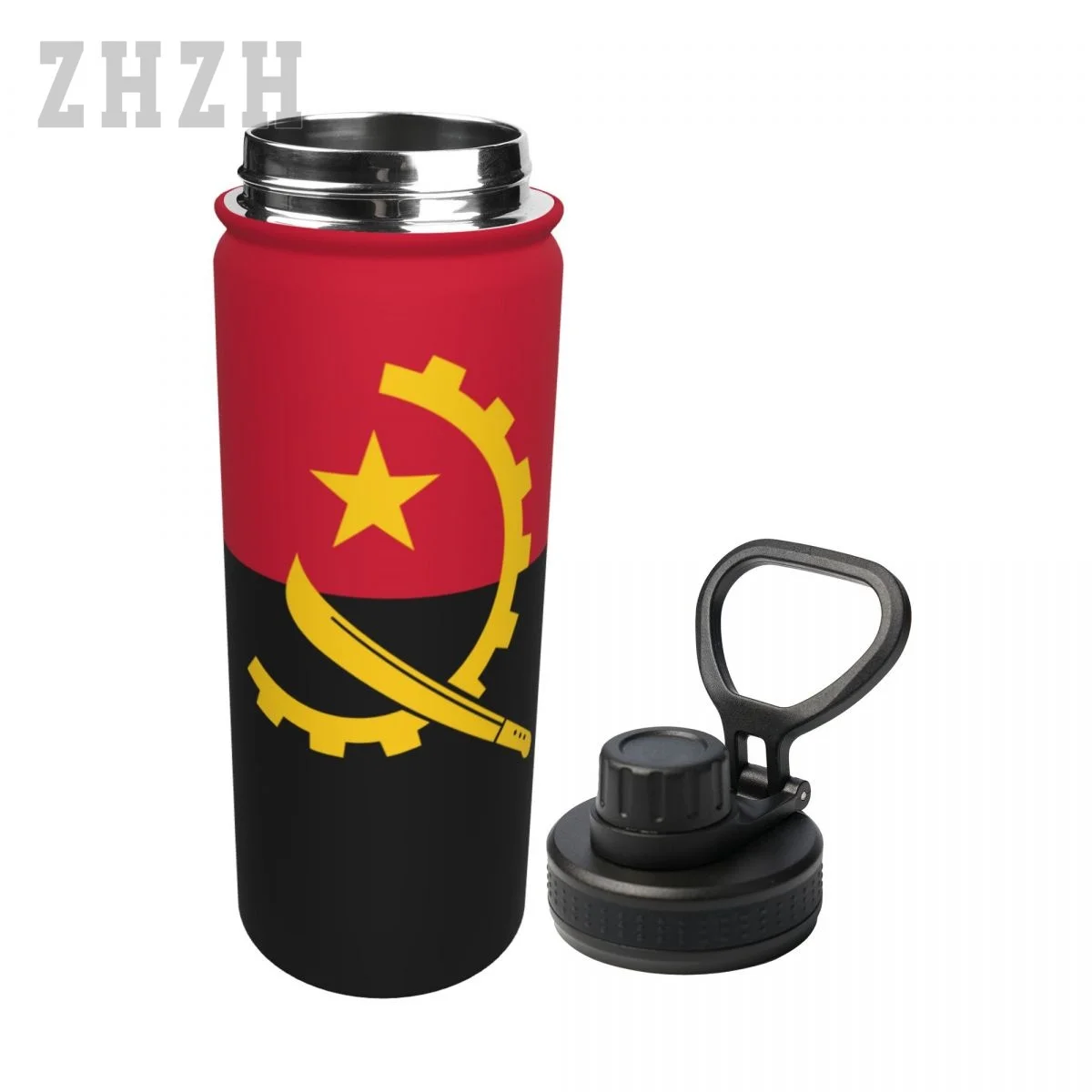 Unisex Sports Water Thermos Bottle Angola Flag Angolan Stainless Steel Double-layer Insulation Cold And Hot Travel Vacuum Flask