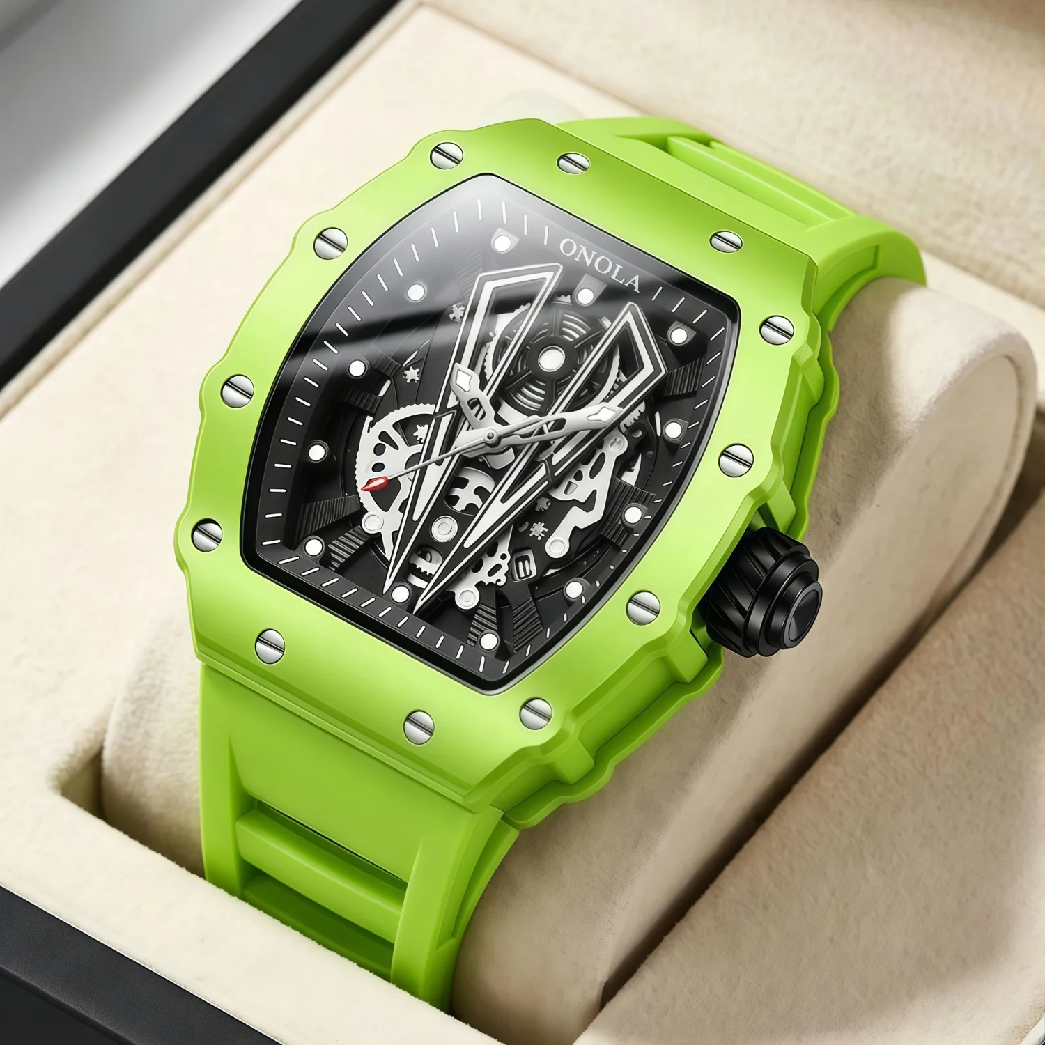 onola-color-shell-new-cross-border-popular-fashion-waterproof-quartz-men's-watch-silicone-tape-sports-watches-for-men