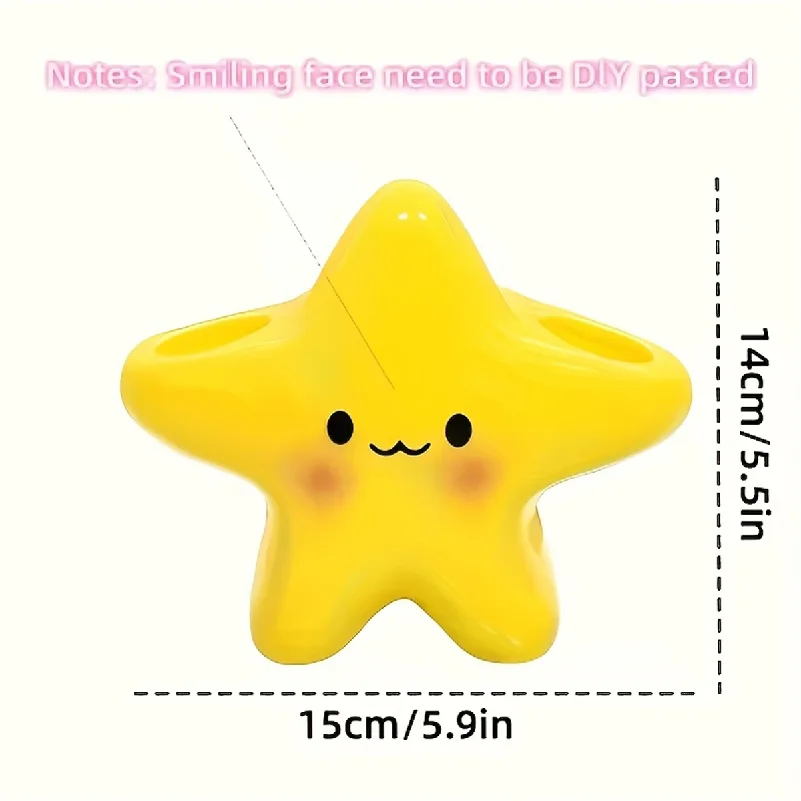 Cute Star-Shaped Toothbrush Holder  Freestanding Bathroom Organizer with Cute Face Design, Space-Saving Toothbrush & Toothpaste