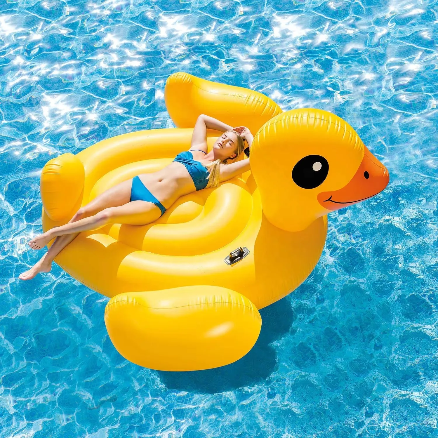 For Giant Inflatable Yellow Duck Island Beach Pool Adult and Child Floating Toys