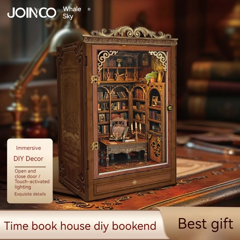 

Time Book House Diy Bookends Retro Wooden Book Nook Figurines Miniatures Bookshelf Kits Home Decoration For Kids Handmade Gifts