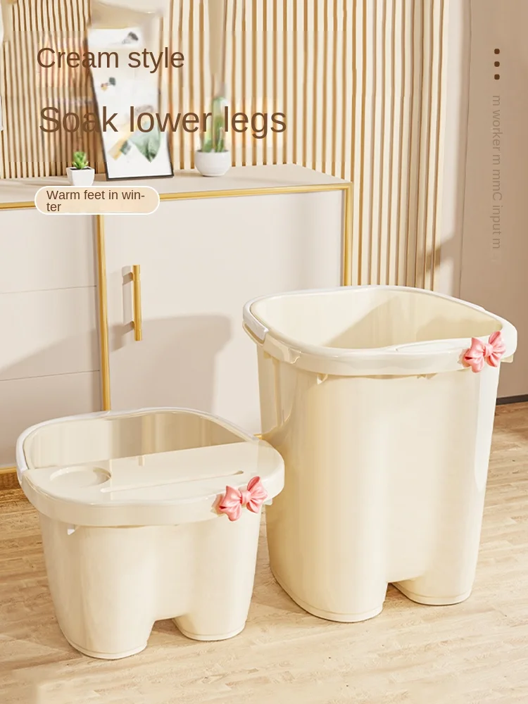 Foot-soaking bucket passes through the calf, deep and thick foot-washing bucket, household plastic knee-deep foot bath,