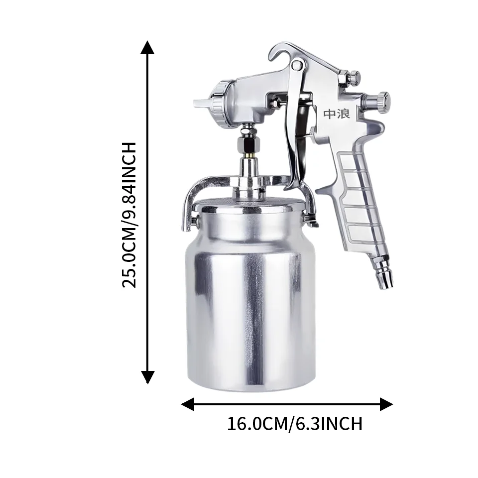 A Medium Wave Spray Gun, Pq-2, Bottom Pot Type, 2.0mm, Suction-Type High Atomization, for Ship Rust Removal, Machinery, Steel Structure Industrial Painting, Ship Repair, Machinery Refurbishment, and Specialized Pneumatic Spray Gun for Steel Structure Industrial Anti-Corrosion