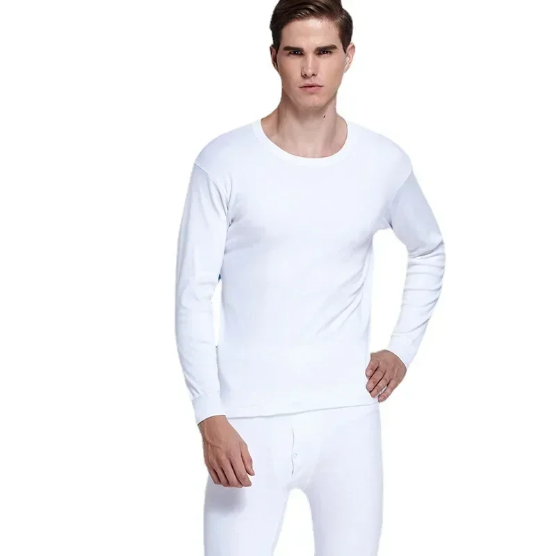 Autumn Winter Men\'s Pure Cotton Warm Underwear Suit Fashion Thermal Underwear Shirt Basic Cotton Underwear Men\'s Warm Set