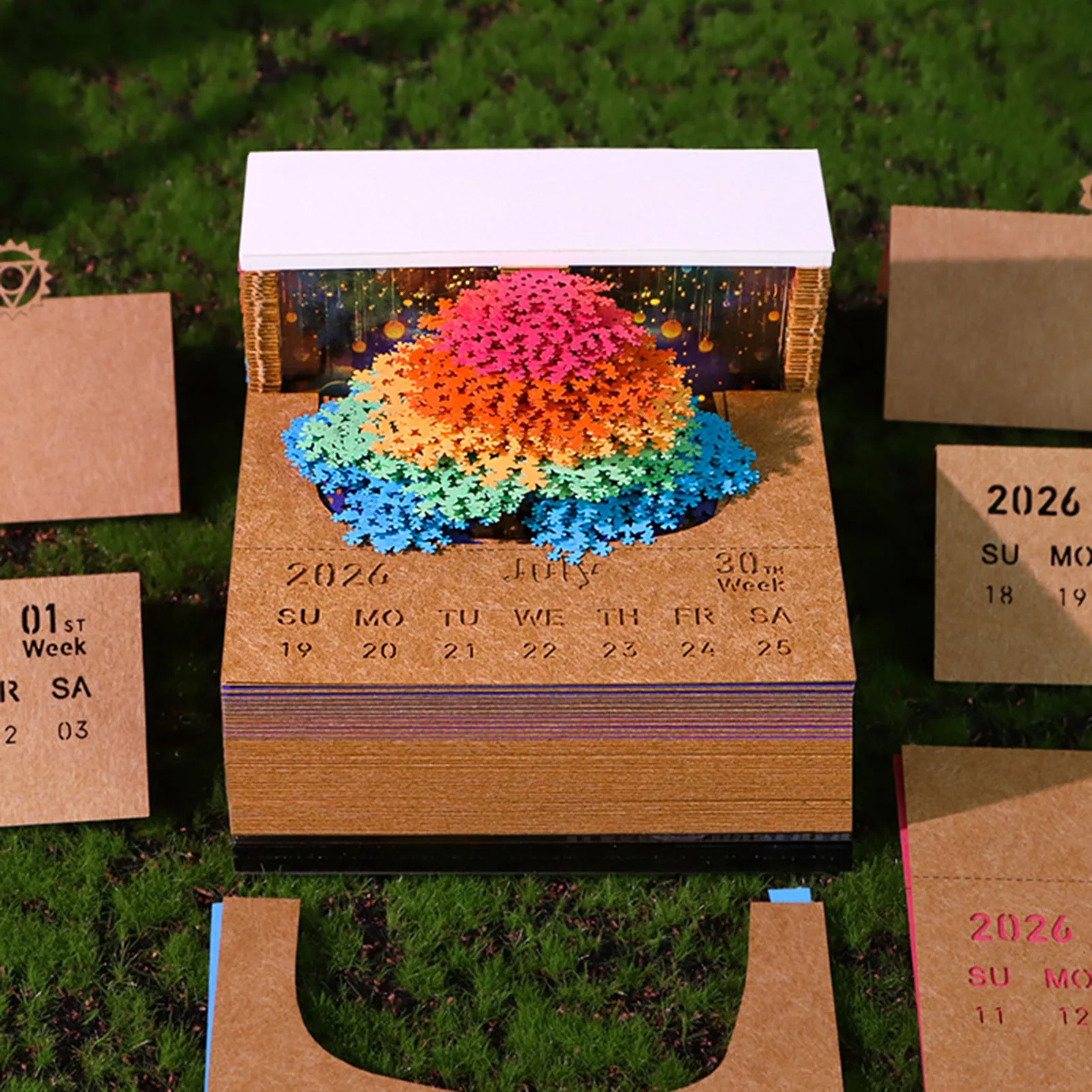 Bloc de notas colorido de la casa del árbol con el regalo del estudiante del Bloc de notas del arte de la luz 3D DIY