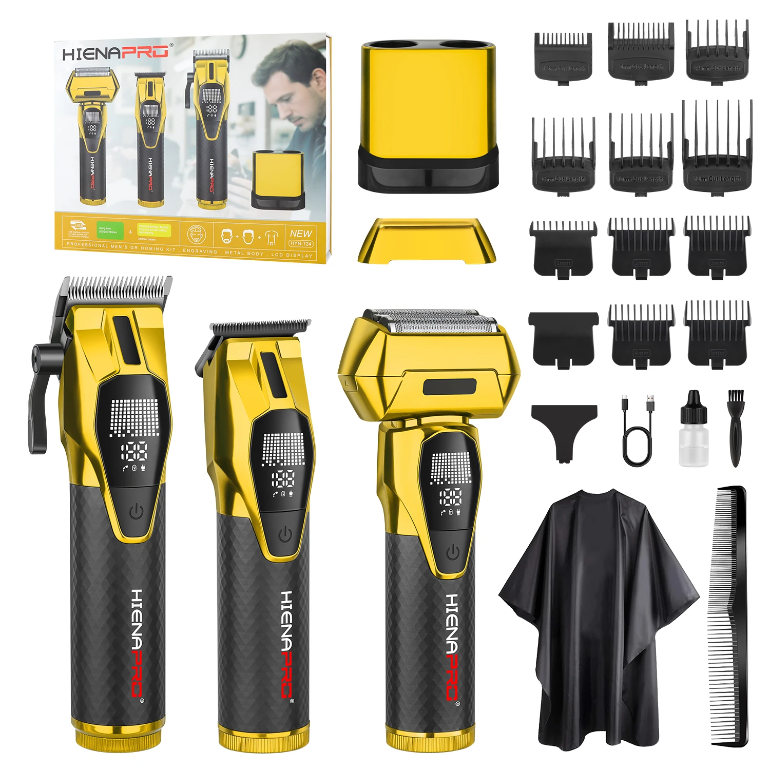 헤어 커팅 새로운 헤어 트리밍 세트 고급 남성용 헤어 클리퍼 지능형 디지털 디스플레이 전기 이발기 조각 및 미백