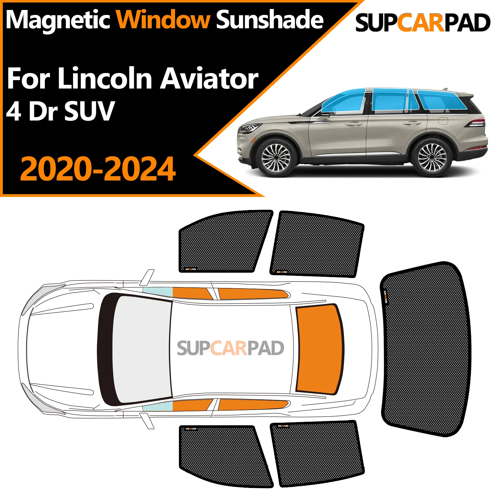 

Солнцезащитный козырек на окно автомобиля на заказ для Lincoln Aviator 4 Dr SUV 2020-2024, магнитная занавеска, сетчатая занавеска на переднюю лобовое стекло