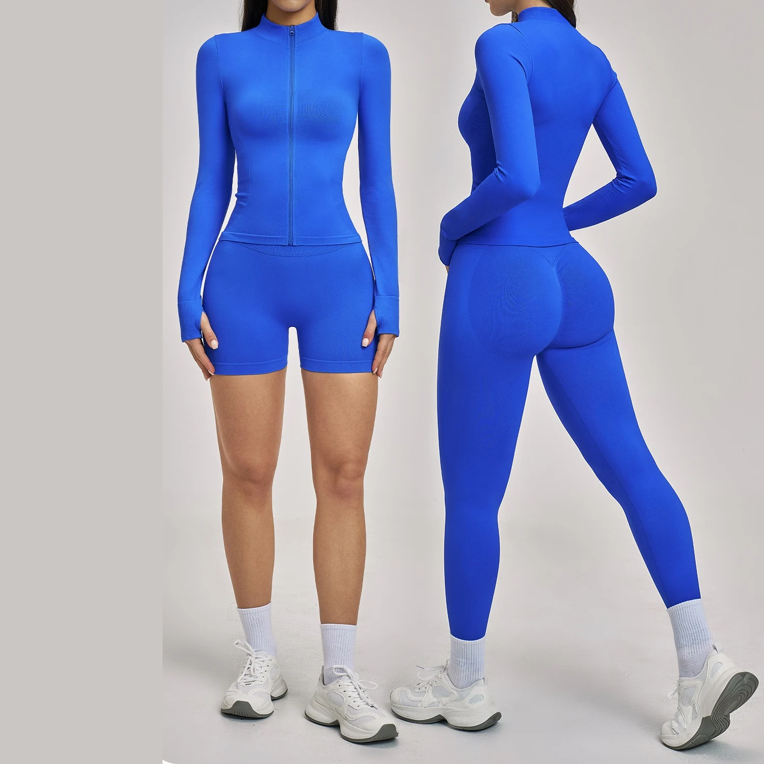 

Спортивный комплект Ningyu 2PCS: бесшовный, ветрозащитный, облегающий костюм для женщин, фитнес-бюстгальтер с защитой от ударов, шорты с высокой талией, комплект для фитнеса и тренировок.