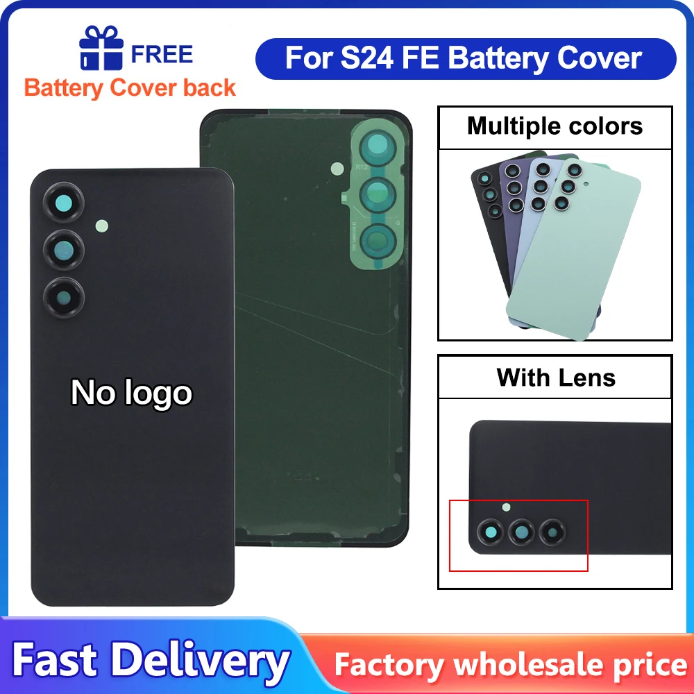 Battery Housing Cover Case For Samsung S24 FE S24FE 5G Glass Rear Door Shell Panel Repair Parts With Camera Lens