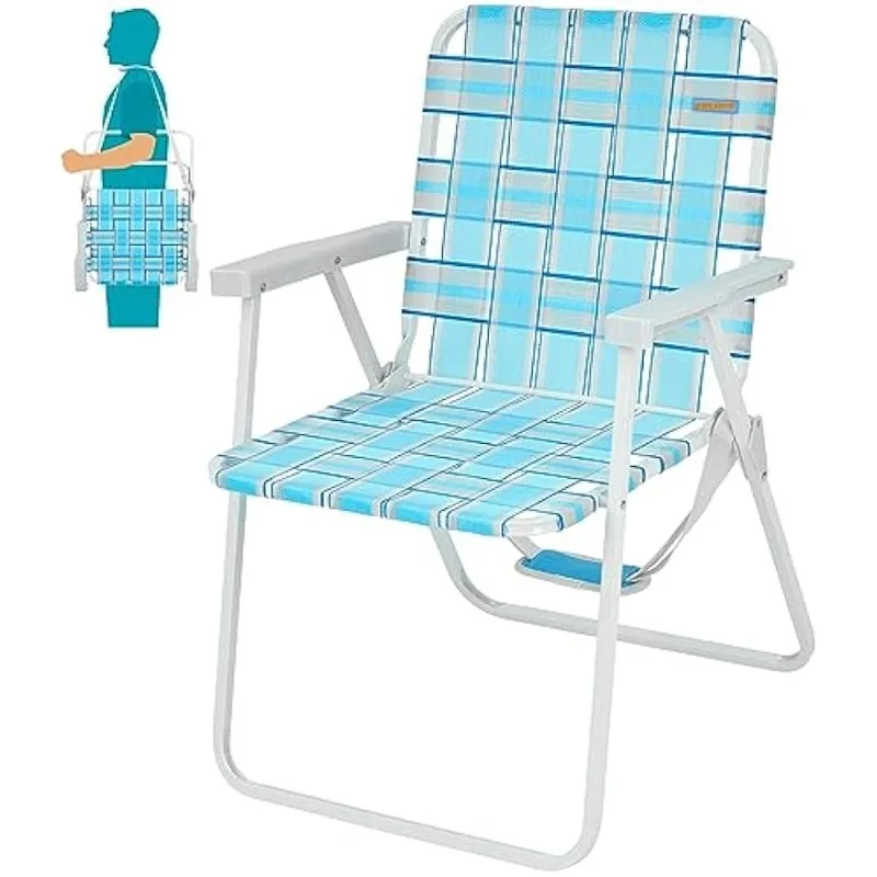 

#WEJOY Folding Webbed Lawn Beach Chair - Heavy Duty Portable Outdoor Chair with Hard Armrest for Camping,Garden,Concerts