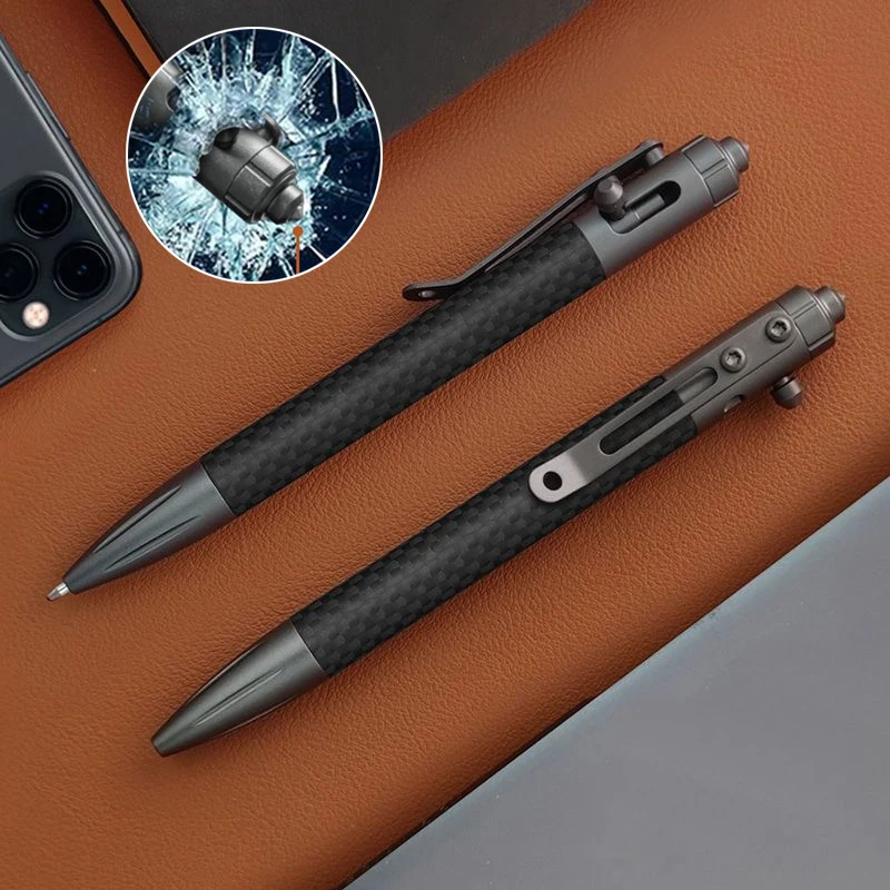 Carbon Fiber Multifunctional Self Defense Tactical Pen Outdoor Portable EDC Bolt Pen